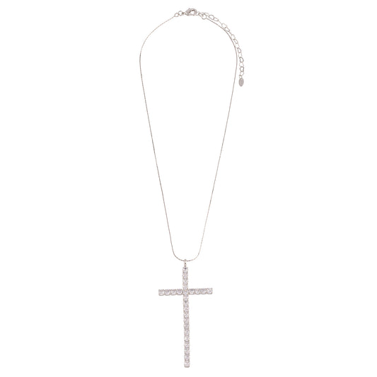 Colar Fino com Pingente Crucifixo Maleável Prateado