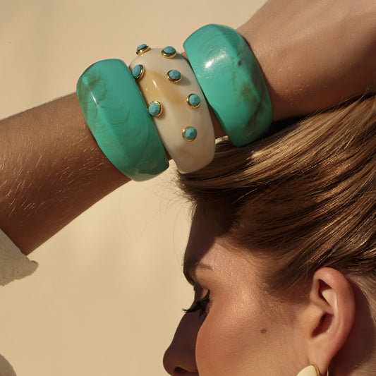 Pulseira Bracelete Resina Turquesa Nat Mosca