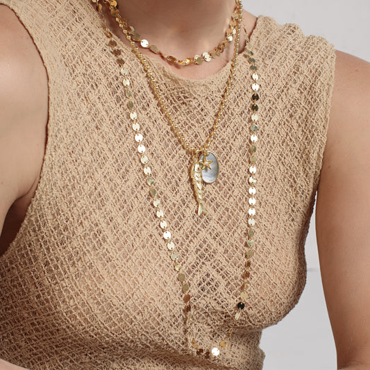 Colar Longo Medalhas Dourado Nat Mosca