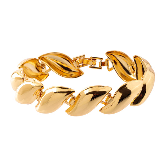 Pulseira Articulada Peças em Onda Dourado/Prateado