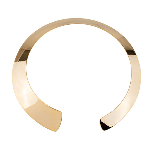 Colar Choker Aro Liso Assimétrico Dourado