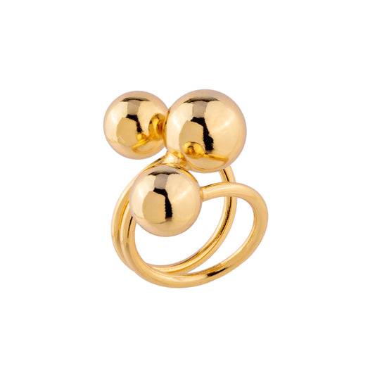 Anel Regulável Esferas Dourado
