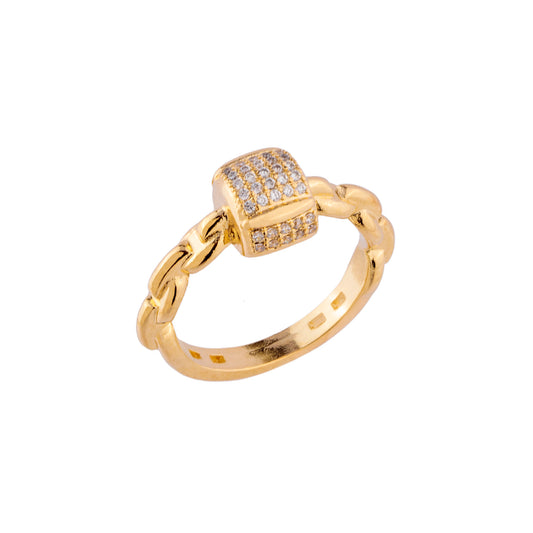 Anel Elos Oval Cravejado Dourado