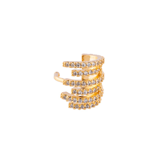 Piercing Linhas Intercaladas Cravejadas Dourado