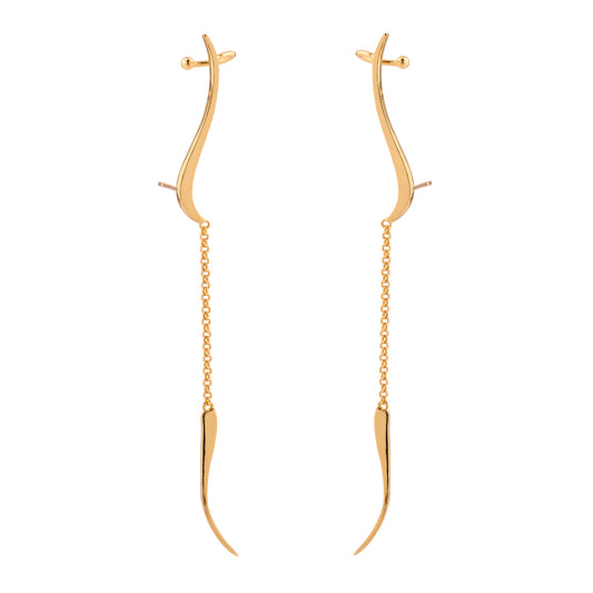 Brinco Dourado Snake Longo