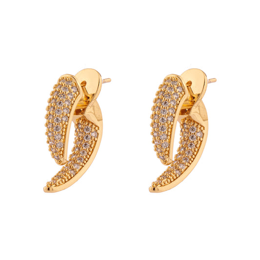 Brinco Estilo Garra Cravejado Dourado/Prateado/Ônix