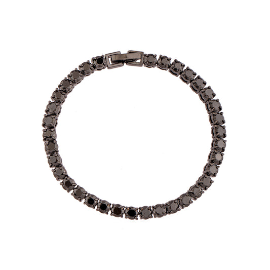 Pulseira Riviera Cristal Dourada/Ônix/Prateado