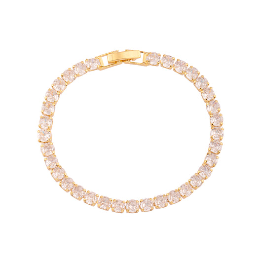 Pulseira Riviera Cristal Fecho Click Dourado