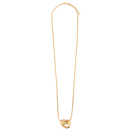 Colar Cordão Longo com Pingente Coração Enrolado Dourado/Prateado