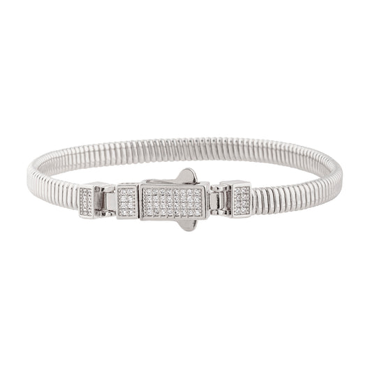 Pulseira Mola com Fecho de Click Cravejado Dourado/Prateado