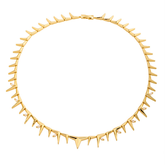 Colar Spikes Com Detalhes Cravejados Dourado/Prateado