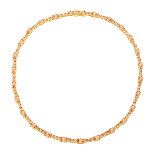 Colar Riviera Ovais Maiores Cristal/Rose Dourado