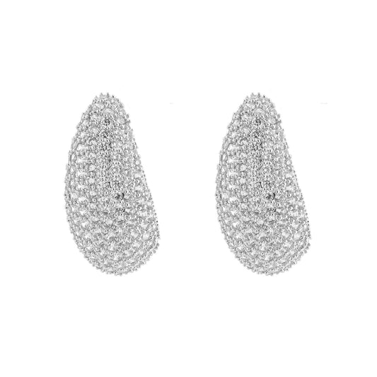 Brinco Gota Cravejada Dourado/Prateado