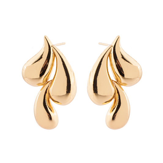 Brinco 3 Gotas Lisas Dourado