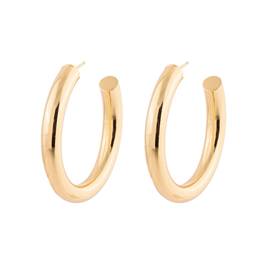 Brinco Argola Tubo Lisa G Dourado