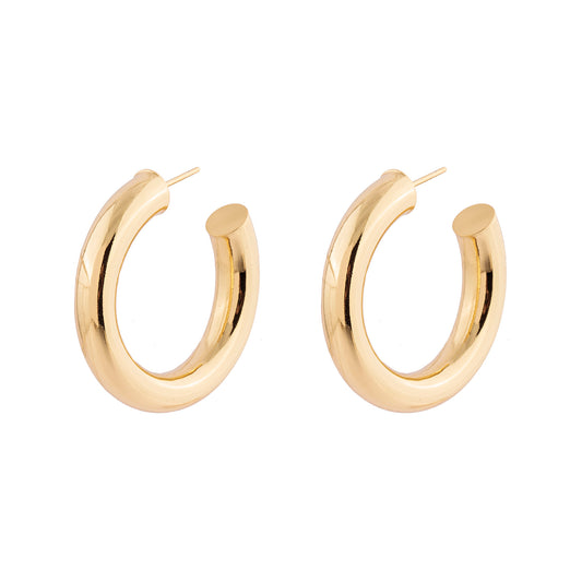 Brinco Argola Tubo Lisa M Dourado