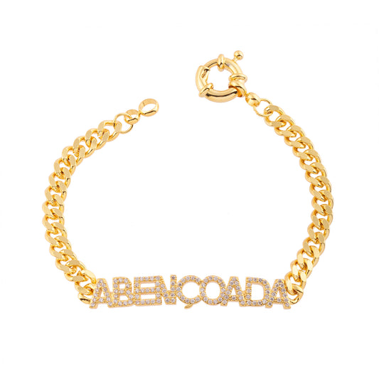 Pulseira Cravejada Abençoada Dourada