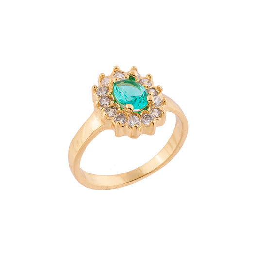 Anel com Oval Turmalina Dourado