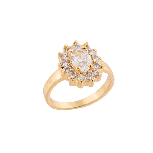 Anel com Oval Cristal Dourado