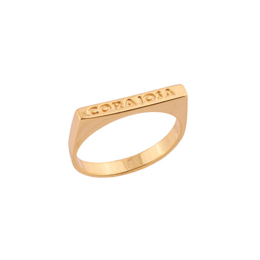 Anel Reto Escrita CORAJOSA Dourado