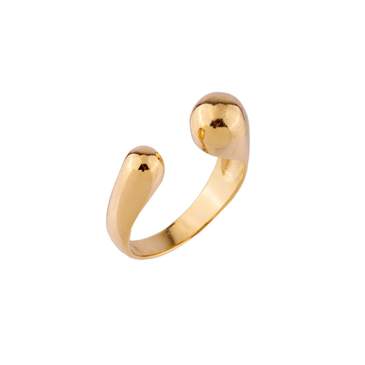 Anel Aberto Liso Ponta Arredondada Dourado