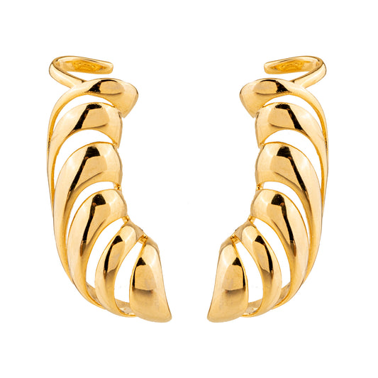 Brinco Ear Cuff Ondas Vazadas Dourado