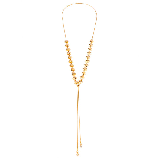 Colar Gravatinha 2 em 1 Regulável Corações Lisos Dourado