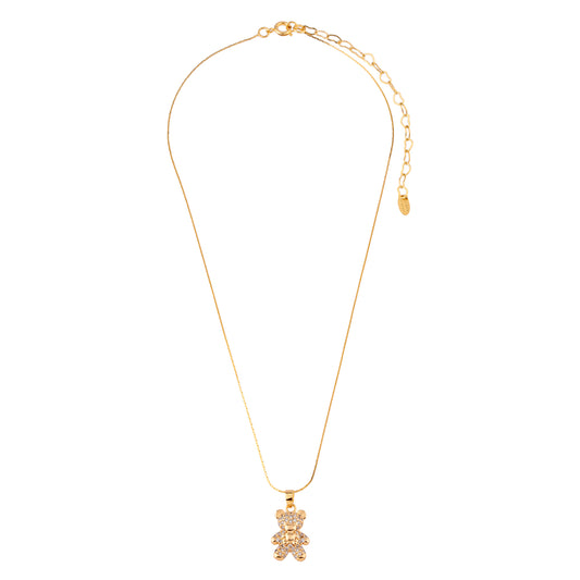 Colar Infantil Ursinho Cravejado Dourado