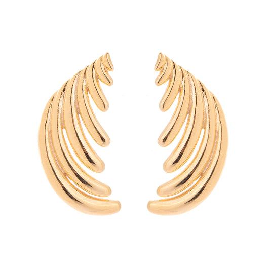 Brinco Frontal Liso Folha Dourado