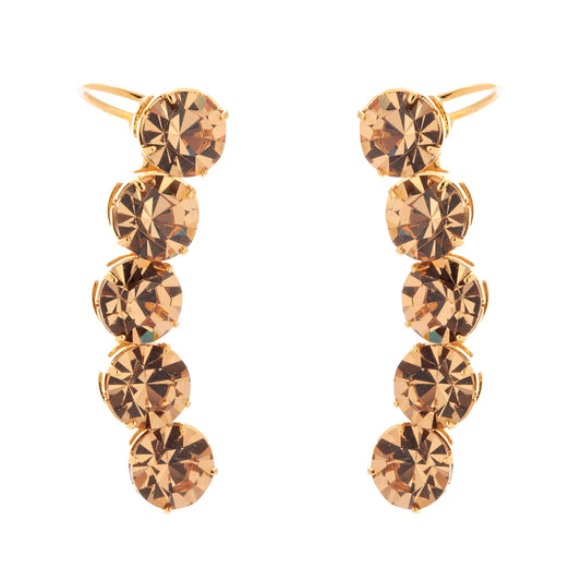 Brinco Ear Cuff Ovais Âmbar Dourado