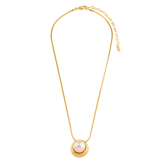 Colar Oval Pérola Dourado