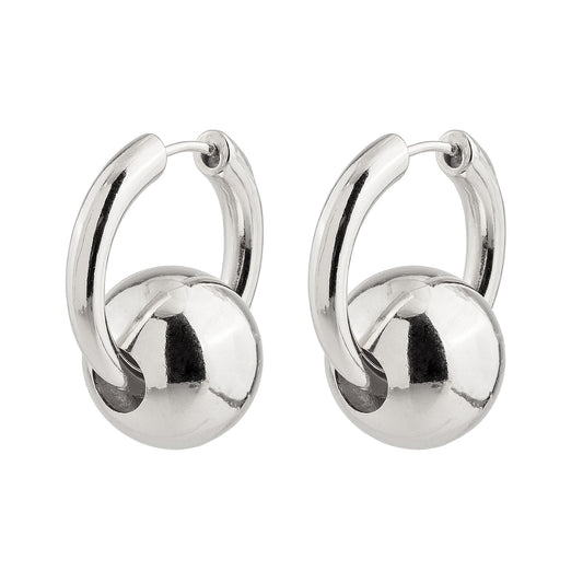 Brinco Argola Esfera Prateado