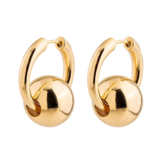 Brinco Argola Lisa com Esfera Dourado