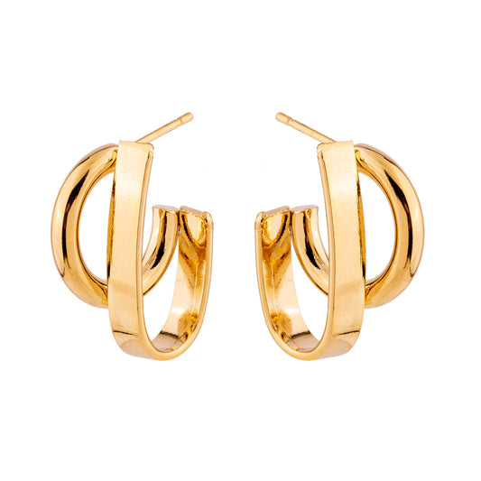 Brinco Argolas Duplas Dourado/Prateado