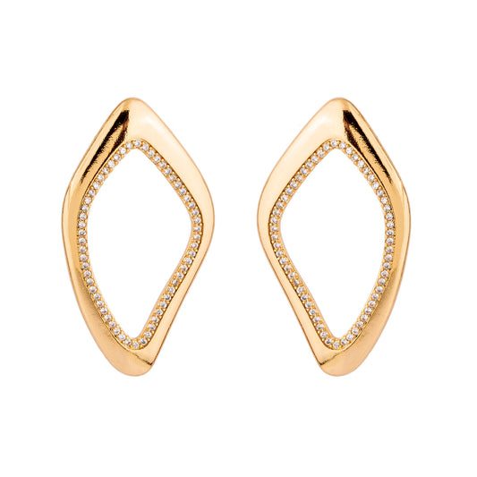 Brinco Alongado Entorno Cravejado Dourado