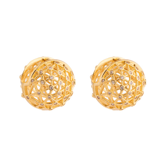 Brinco Argola Esfera Vazada Dourado/Prateado