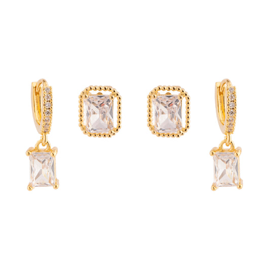 Brinco Dupla Argola e Ponto de Luz Dourado