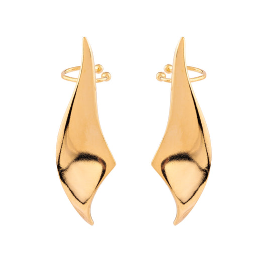 Brinco Ear Cuff Alongado Liso Dourado