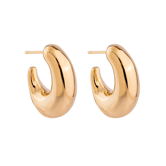 Brinco Argola Alongada Grossa Dourado