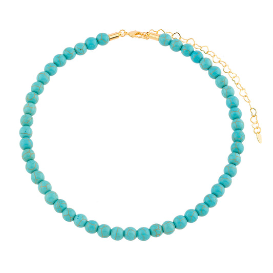 Colar Esferas Turquesa G Dourado