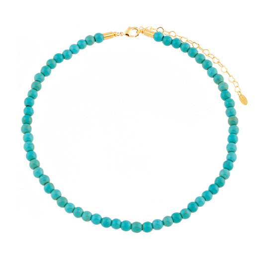 Colar Esferas Turquesa M Dourado
