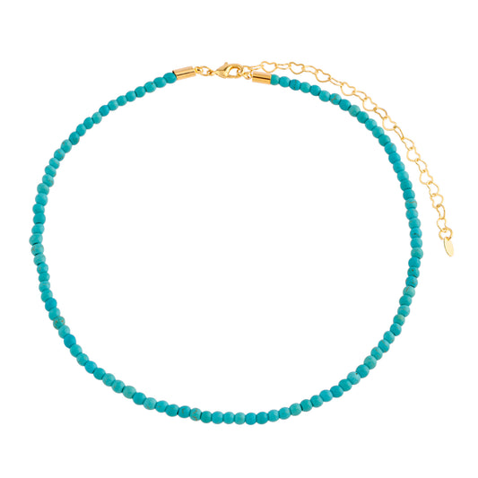 Colar Esferas Turquesa P Dourado