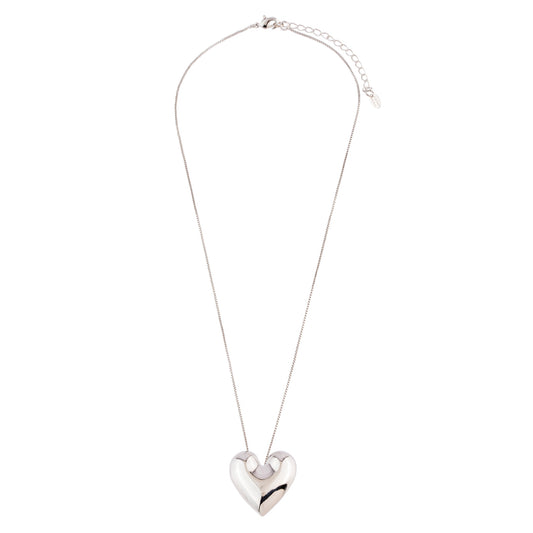 Colar com Pingente de Coração Prateado