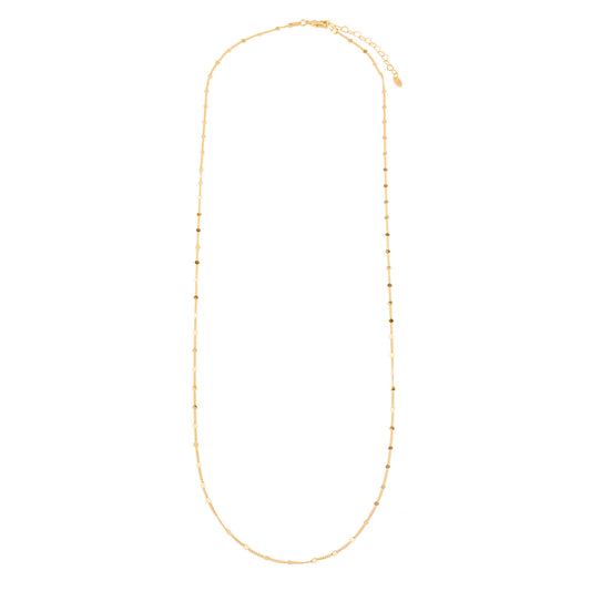 Colar Longo Liso Plaquinhas Dourado