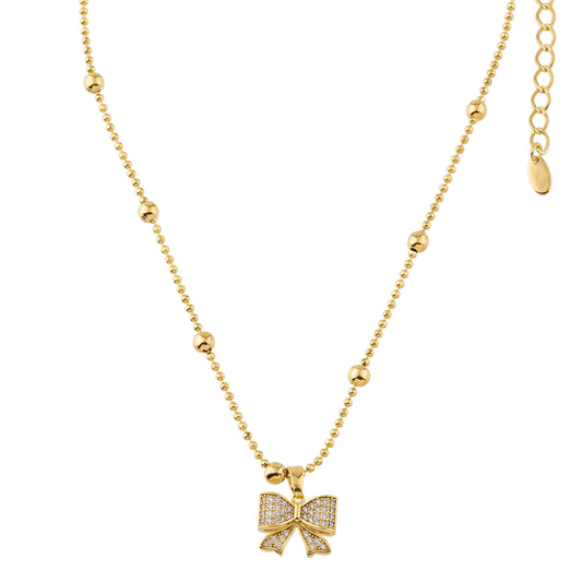 Colar Laço Cravejado Dourado