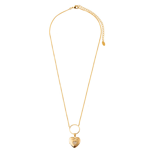 Colar Relicário Coração Família Dourado