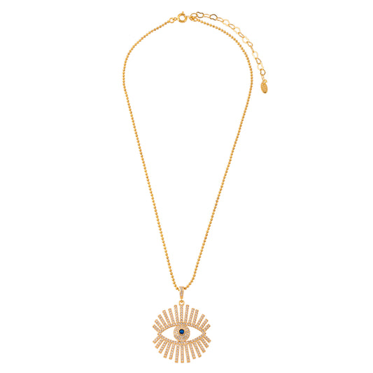 Colar Olho Grego Cravejado Dourado