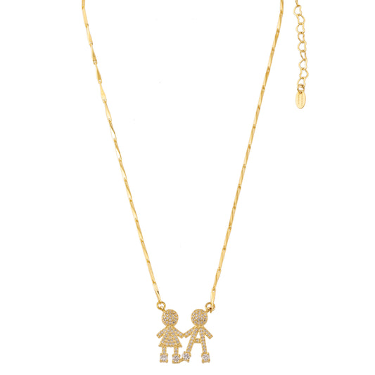 Colar Menino e Menina Dourado