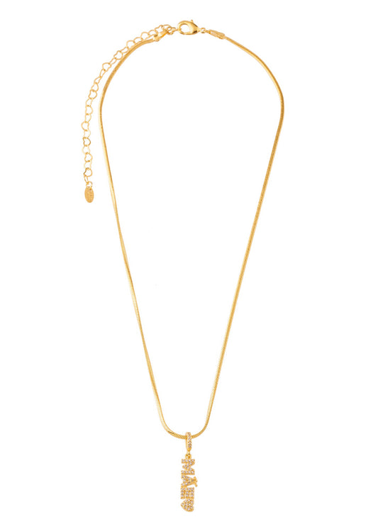 Colar Escrita Mãe Cravejado Dourado