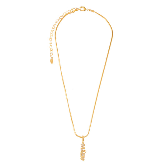 Colar Escrita Mãe Cravejado Dourado